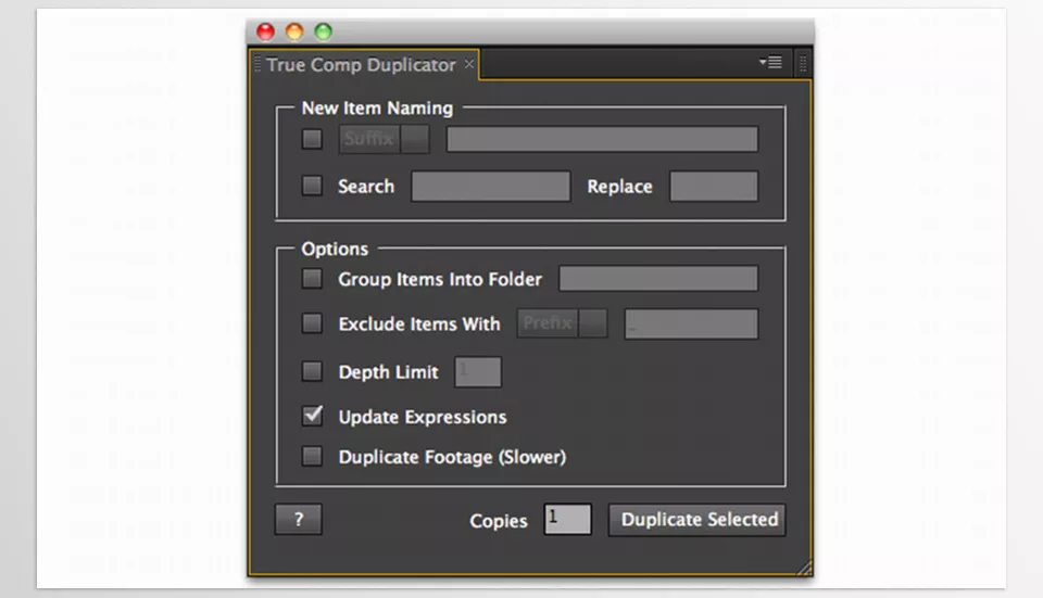 True Comp Duplicator - New version brings an updated interface, multiple copies, and advanced filters, allowing for more control over your project duplication process.