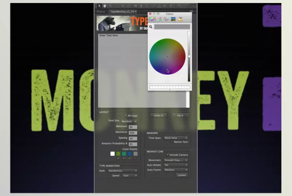 TypeMonkey - Kuler color palettes are now easily imported.