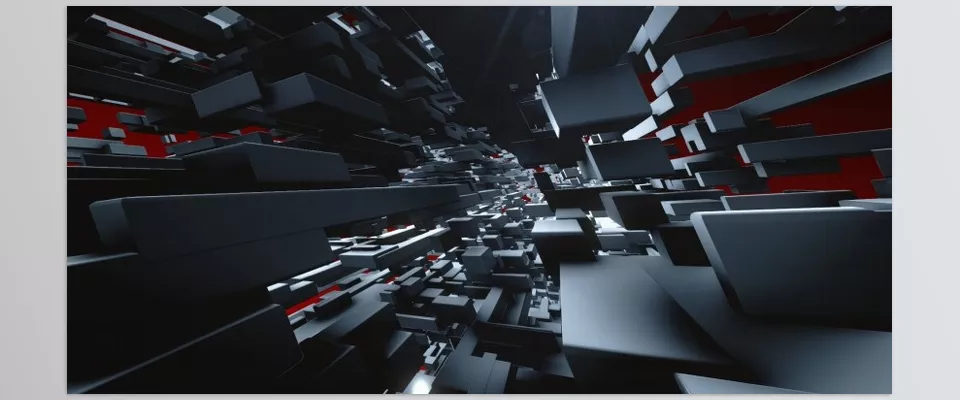 quadrateFX - Using 100 quadrateFX boxes as a source, generate 16,200 3D boxes in Element3D.