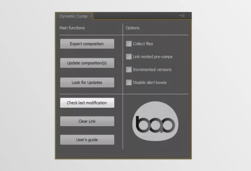 BAO Dynamic Comp 2 - different options that you can combine to fit your workflow