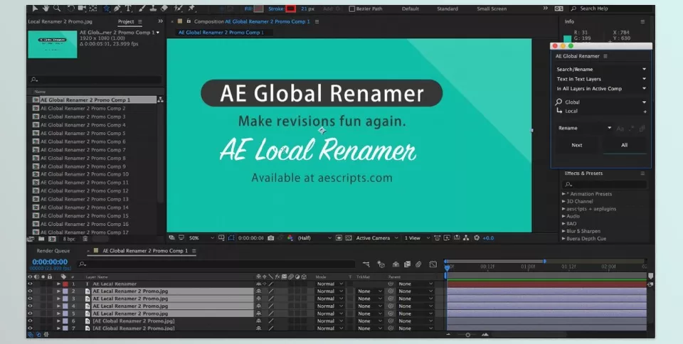 AE Global Renamer 2 - create text in text layers