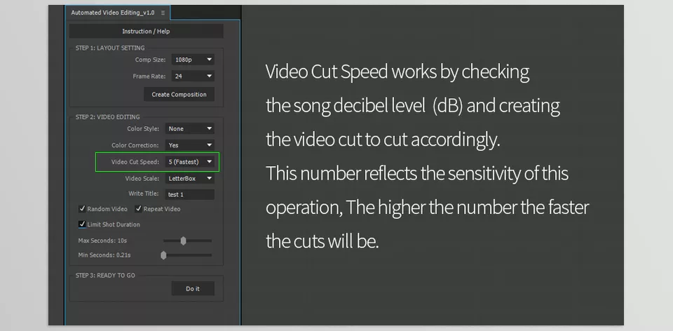 Automated Video Editing for After Effects - Effortlessly sync your video clips to the beat of the music with automatic editing controls.