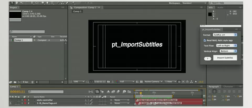 pt_ImportSubtitles - embed subtitles onto video for web or tape delivery