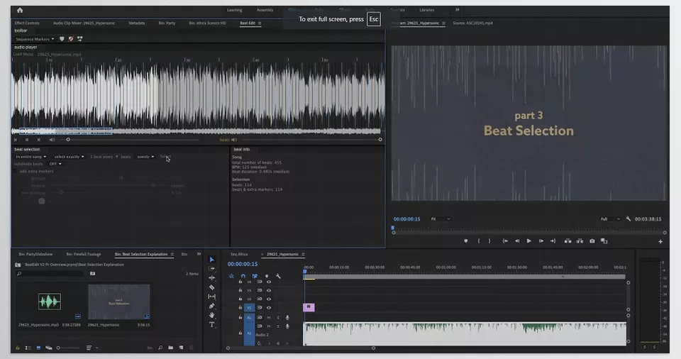 BeatEdit for Premiere Pro - Beat Selection