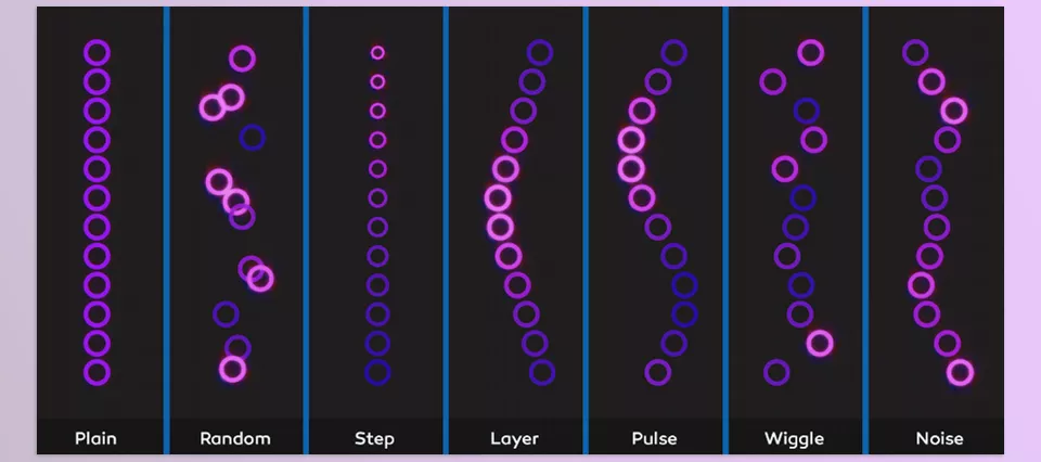 Cloners + Effectors - Apply one of the seven powerful effectors to animate your clones.