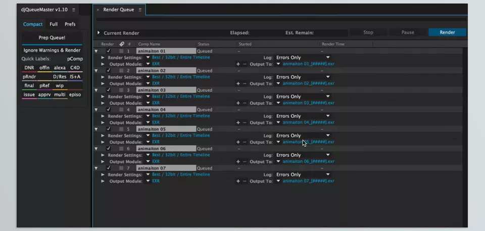 QueueMaster - Render Settings Templates