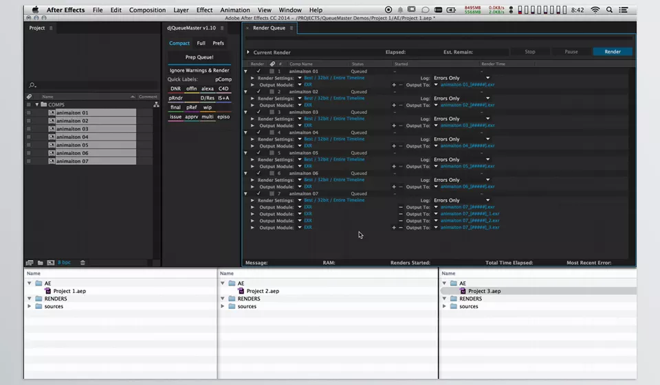 QueueMaster - Queue and adjust render settings for batch processing, saving time on complex projects.