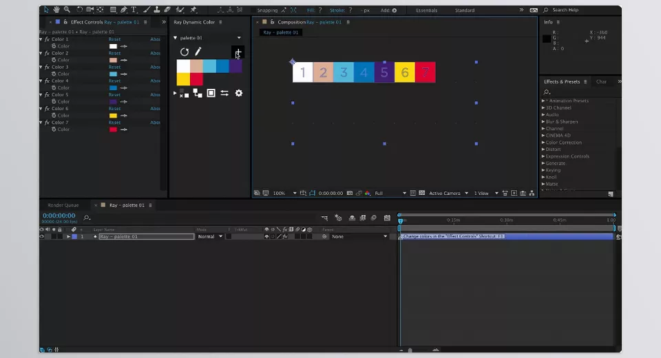 Ray Dynamic Color 2 - Control and harmonize colors across your entire After Effects project with a dynamic palette.