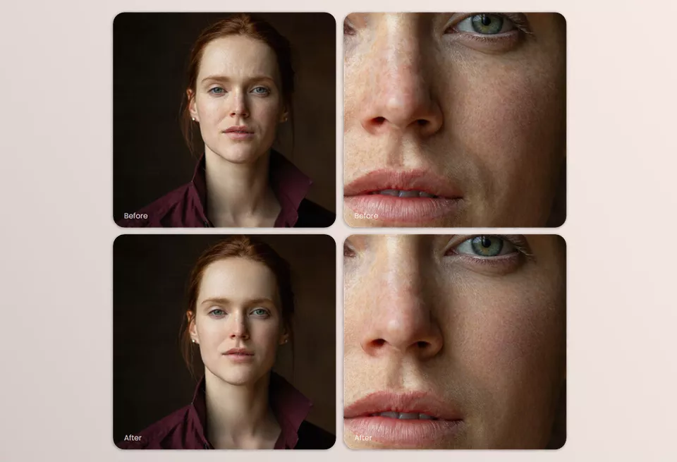 Dodge & Burn - Automatically enhance portraits by applying advanced dodge and burn techniques to selectively lighten and darken specific areas, replicating the methods used in high-end retouching.