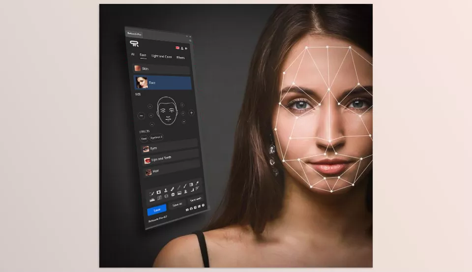 Retouch Pro AI - Edit the eyes, lips, mouth, and face shape with a single touch, or crop the subject in the photo with just one click.