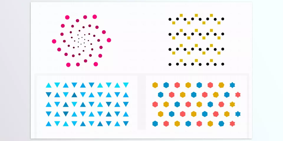 Reka Grid - Each point of the grid is represented by copy of the shape