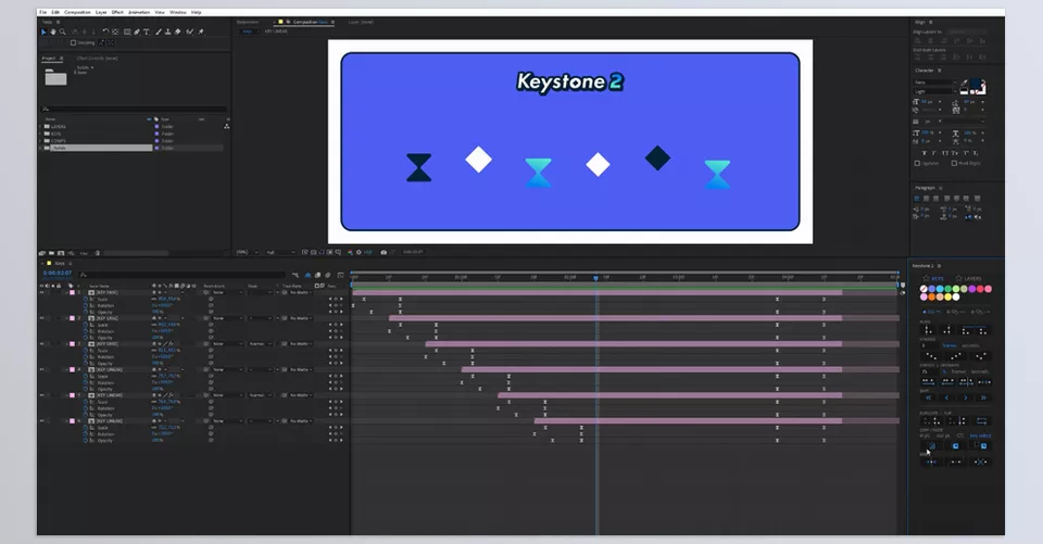 Keystone - Effortlessly align, stretch, and stagger keyframes with a single click.