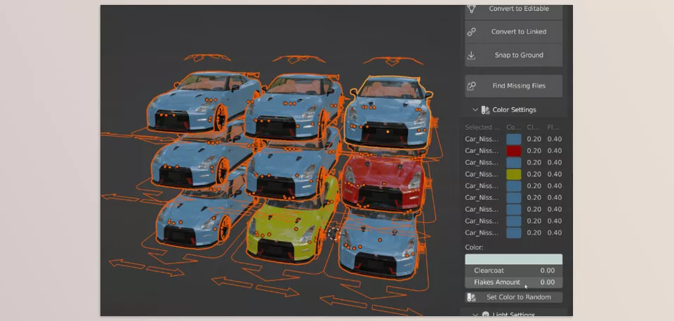 Car Library - Adjust multiple parameters without needing to make assets editable.