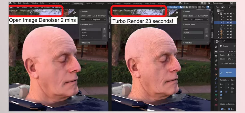 Turbo Tools - use lower samples results in faster renders