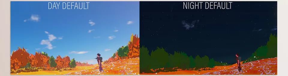 Procedural Sky System - Customize the colors and shapes of the Sun, Moon, Stars, and Clouds.