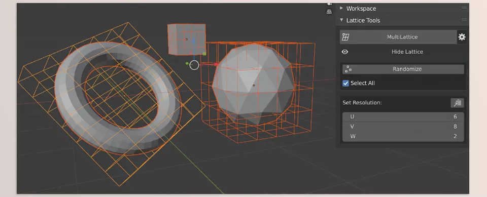 Multilattice - The lattice object will automatically adjust its size to fit the bounding box of the selected objects.