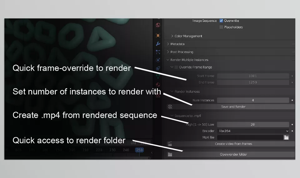 Render Multiple Instances - Quickly generate preview animations and transform image sequences into video format with only a few simple steps.