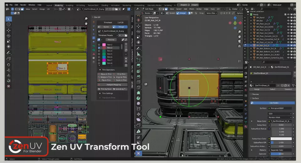 Zen UV for Blender - Automatically and manually stack and unstack UV islands to enhance texel density and improve baking results.