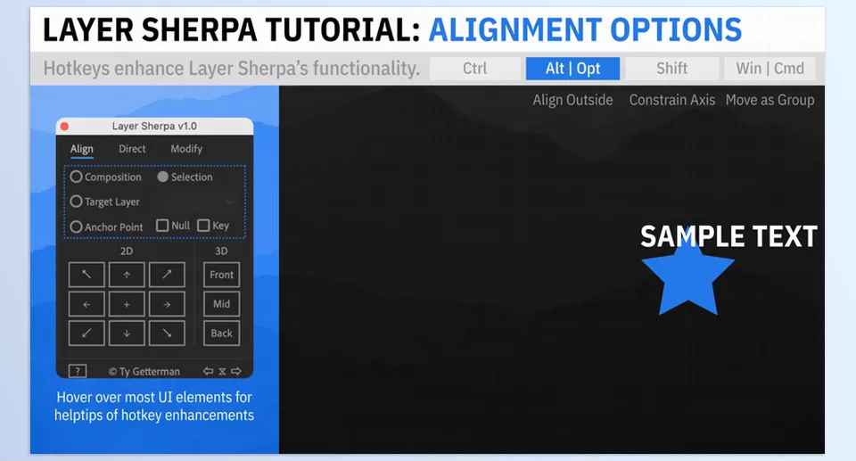 Layer sherpa - Effortlessly align and reposition layers with a streamlined interface and powerful hotkey shortcuts.