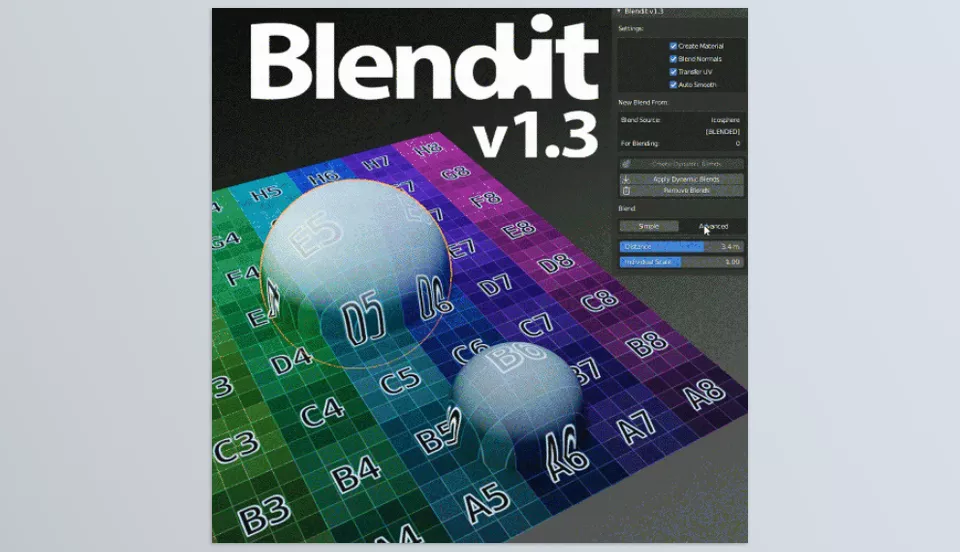 Blendit - Easily create a material blend of selected objects with active.