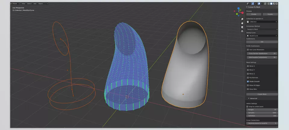 Curves To Mesh - Arrange a network of curves into quad patches to design more intricate objects.