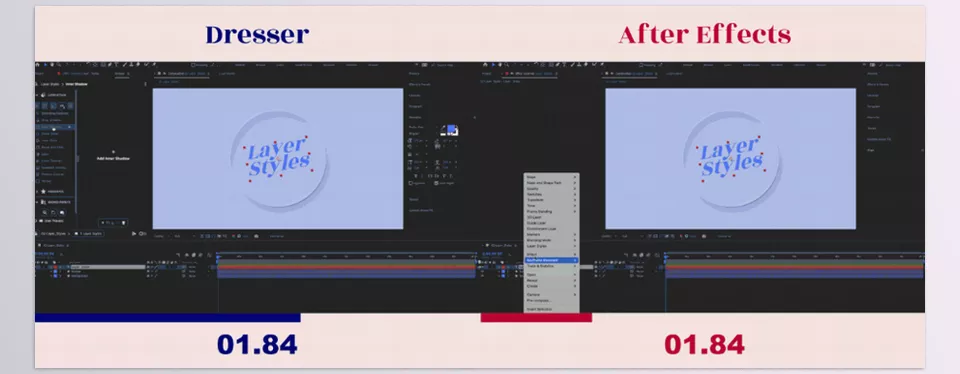 Aescripts - Dresser - Dresser spares you a ton of clicks and twirling down menus, when working with Layer Styles in After Effects. Making it save more than 50% of your time!