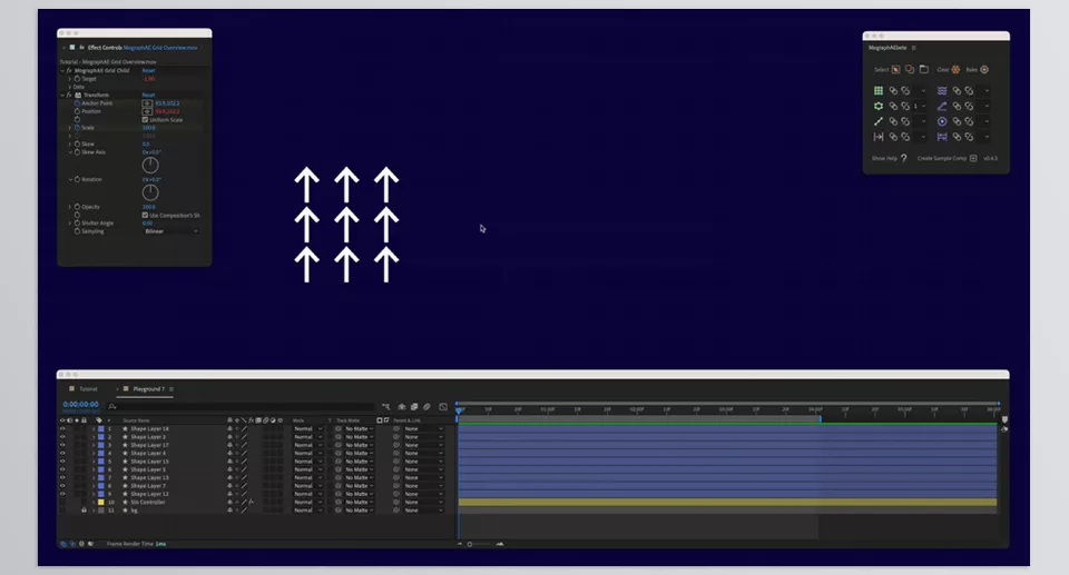 MographAE - Customize animations with powerful effectors for proximity-based, sequential, and random effects.