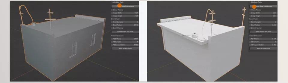 Blender Auto Bake Tools - AO baking process/ Bevel shader baking process