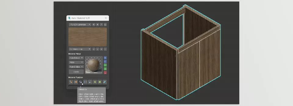 Auto Material - Offset, Flip, and Rotate the UV of the selected object. Reset with the right-click.