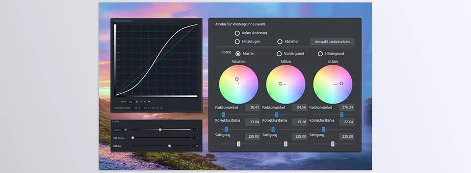 Video Pro X16 - A wide range of tools to correct colors in post-production.