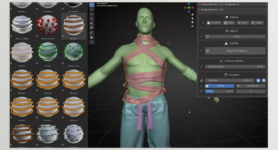 Simply Wrap Pro - Generate a wrapped mesh or curve around an object or character in just seconds.