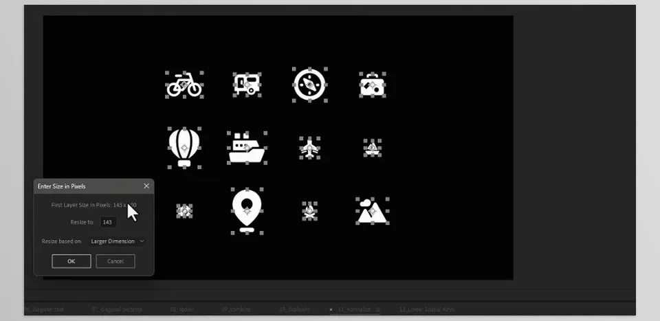 Aescripts - Relativity - Resize layers in pixels based on the largest dimension, width, or height