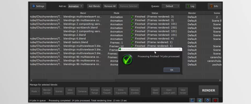 B Renderon - Allows you to drag and drop blend files into the queue and easily reorder them.