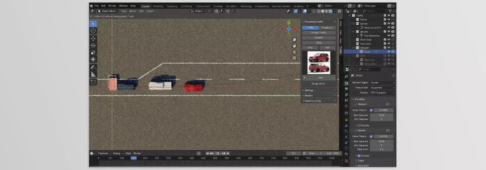 Procedural Traffic Addon - Create a fully automatic highway in just 2 clicks!