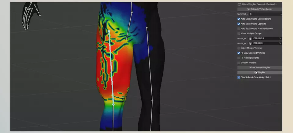 Weight Paint And Bones - Mirror weight painting with precision, even on asymmetrical models.