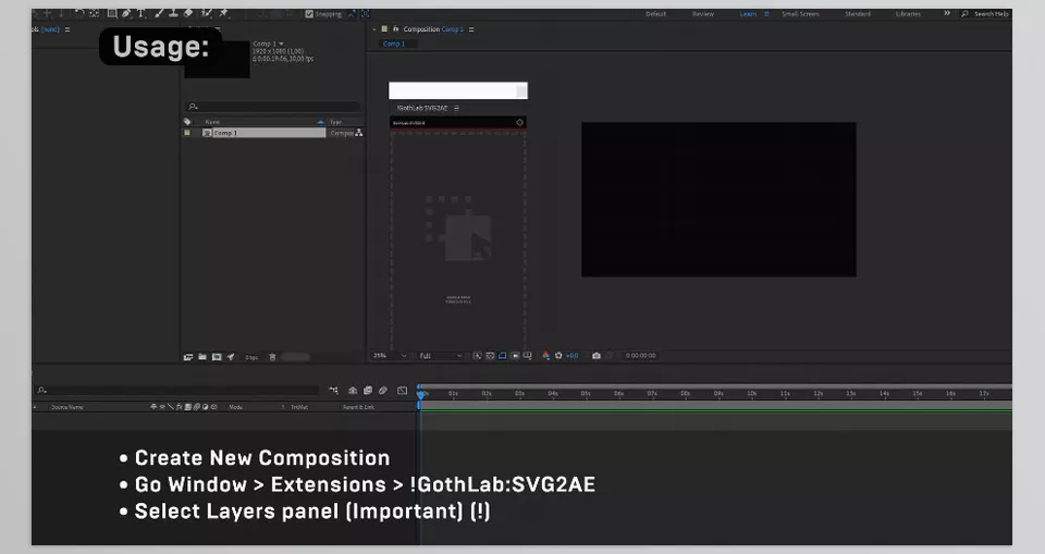 SVG2AE in After Effects - Create a new composition.