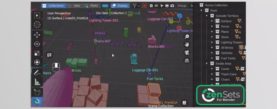 Zen Sets - Easily modify and color-code groups for display in the viewport and UV editor with just a few clicks!