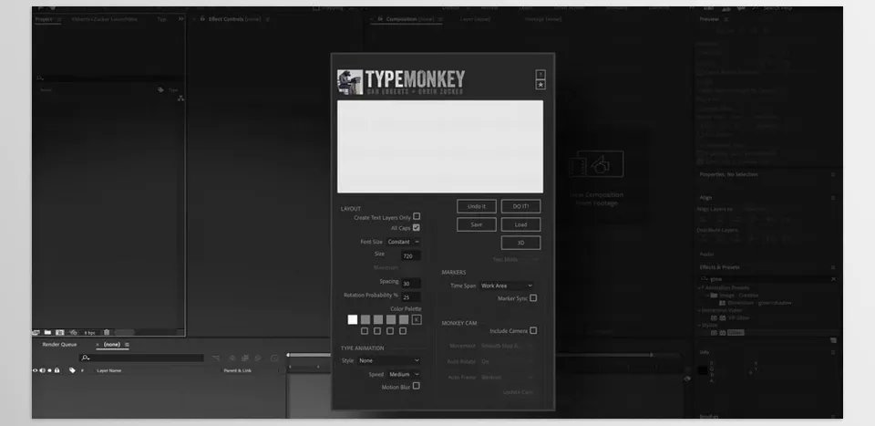 TypeMonkey3D - Bring your kinetic typography to life with customizable lighting, textures, and materials.