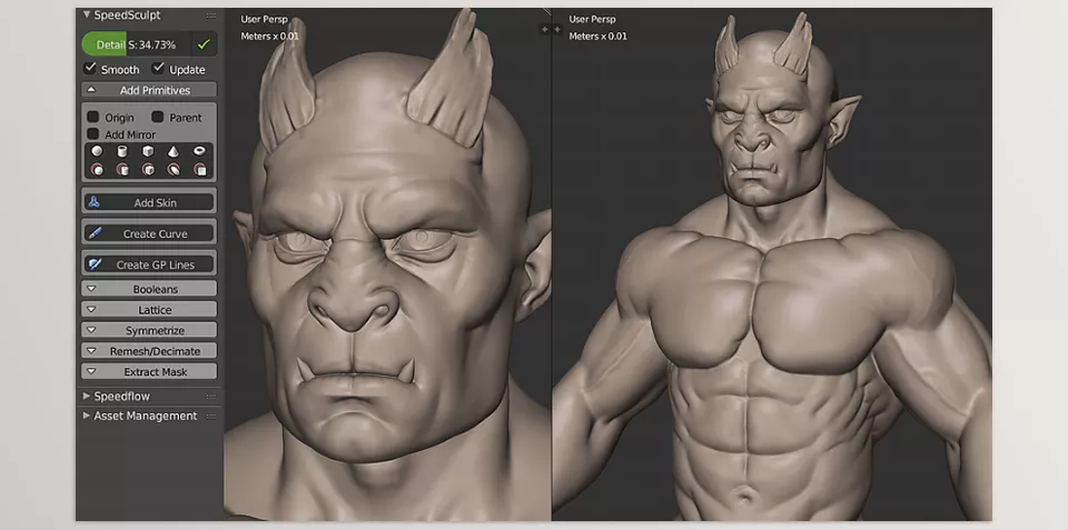 Speedsculpt - create a surface with GP_Lines and Bsurface on your mesh or outside.