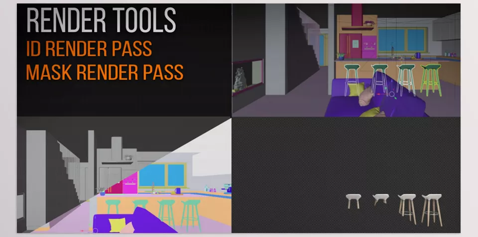 Render Tools - randomly assign ID colors to the entire scene and produce the final ID Pass image.