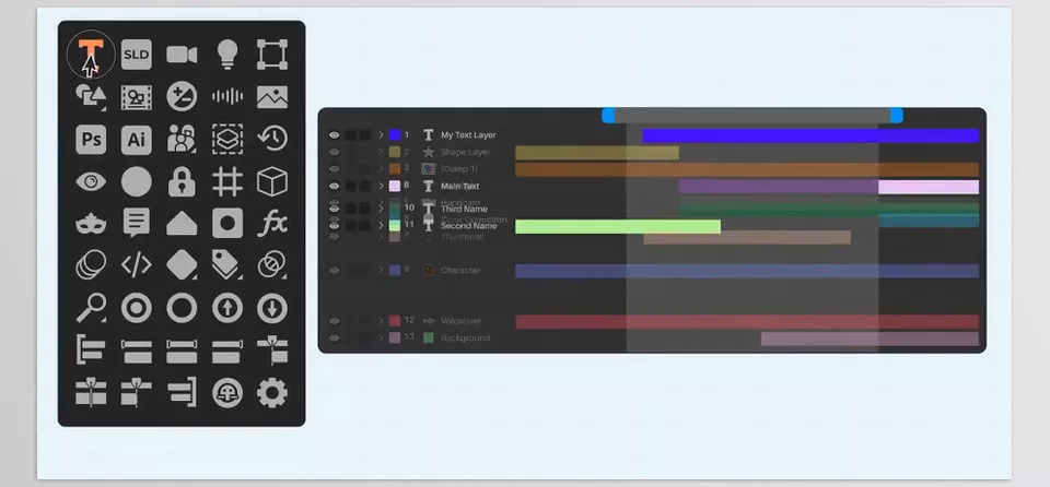 Shy Bar - Open a window and exclusively view layers with specific keyframe types