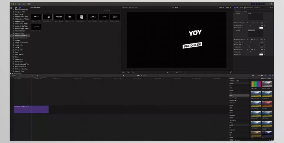 Bold Typography Titles Text FCPX and Apple Motion - Seamlessly integrate dynamic titles with smooth transitions and fast render times.