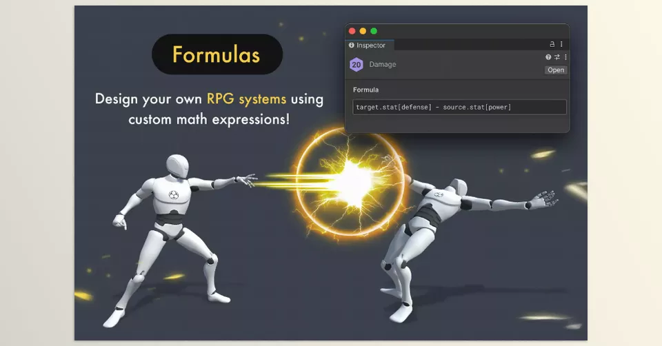 Stats 2 Game Creator 2 by Catsoft Works - Formulas are complex mathematical expressions that combine Stats and Attributes from various sources to produce a result.