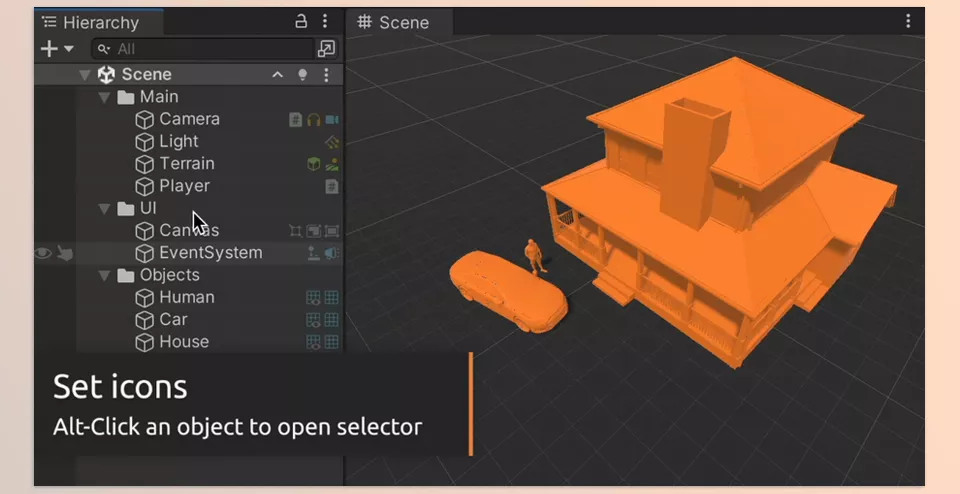 Unity asset - Editor Enhancers Bundle - Alt Click an object to open selector.