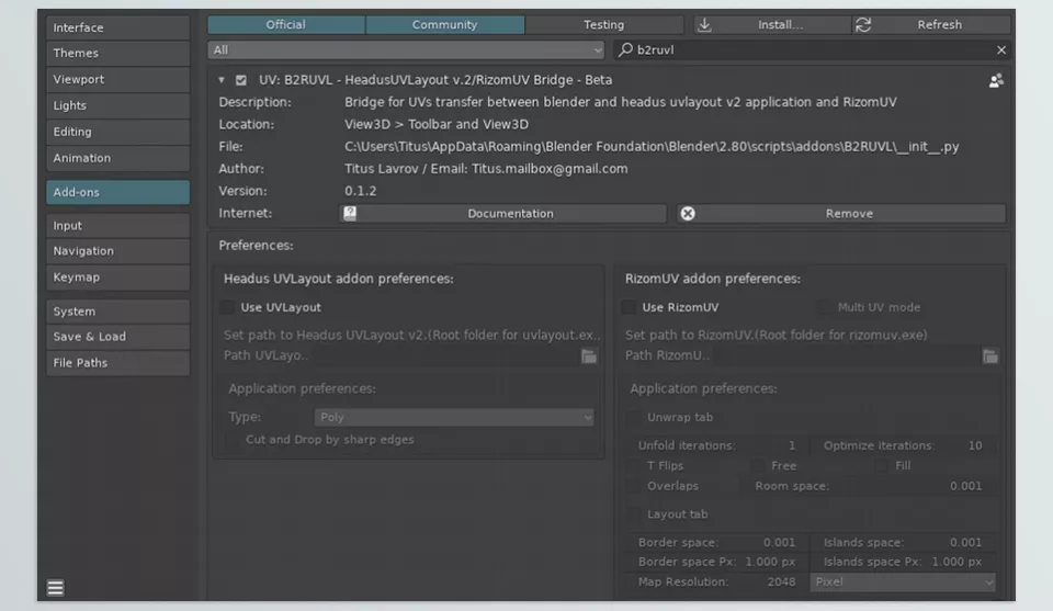 Blender To Rizomuv/Uvlayout - Bridge for transferring UV maps between Headus UVLayout.