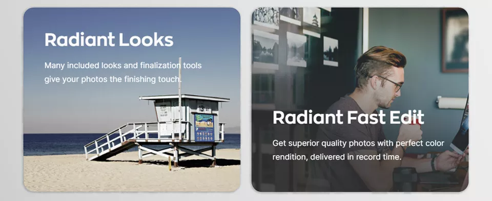 Radiant Photo - The world of color grading is waiting for you. Creative looks, selective color corrections and finishing tools give your photo the finishing touches.