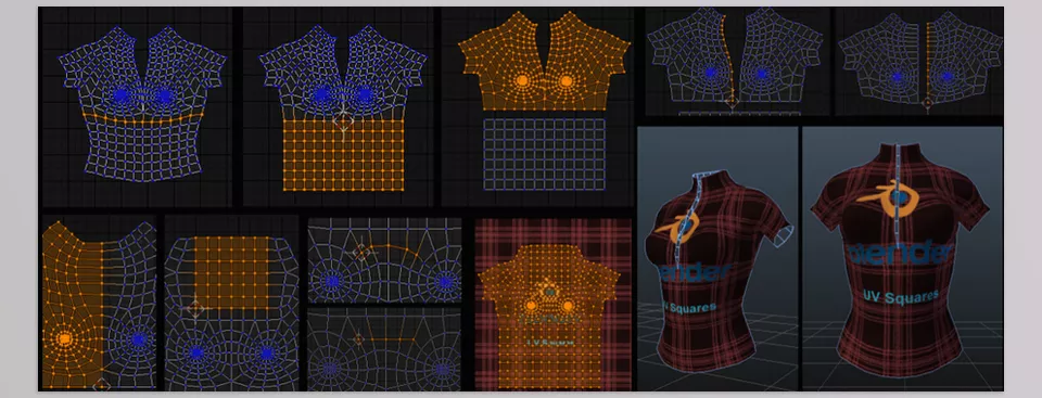 UV Squares - This widely-used addon for Blender's UV Editor arranges UV selections into a grid format.