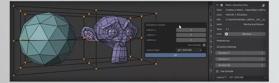 Ezlattice - quickly add lattice editing to multiple objects, single objects or selected vertices in edit mode.