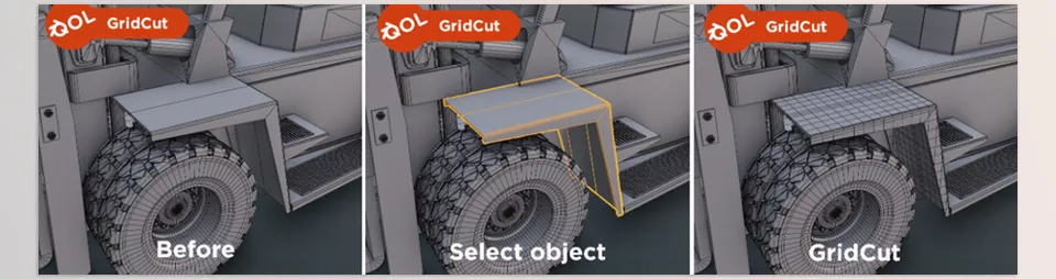 QOL GridCut - It distributes cuts uniformly across any or all axes, independent of the mesh's topology.