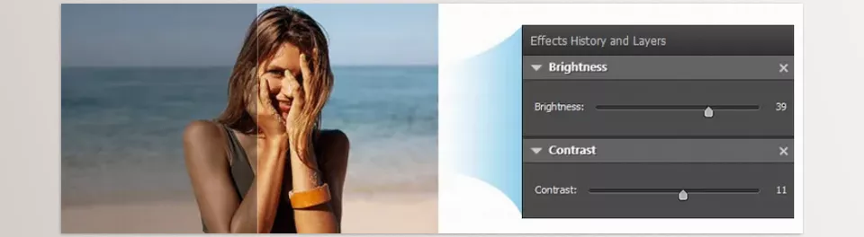  PhotoPad Professional - Easily modify the tonal range of an image using the Brightness and Contrast tools.